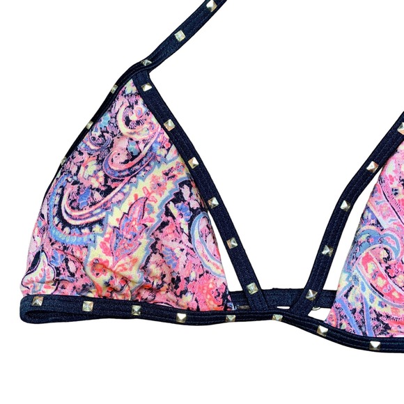 Victoria's Secret Paisley Embellished Studded Bikini Swim Top Women's Size Small - Picture 3 of 5